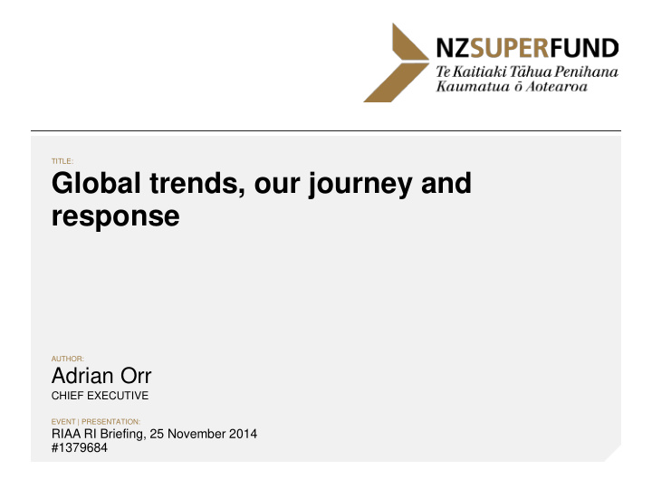 global trends our journey and response