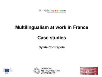 Case studies  Sylvie Contrepois  The fieldwork in France  Fieldwork preparation : interviews with