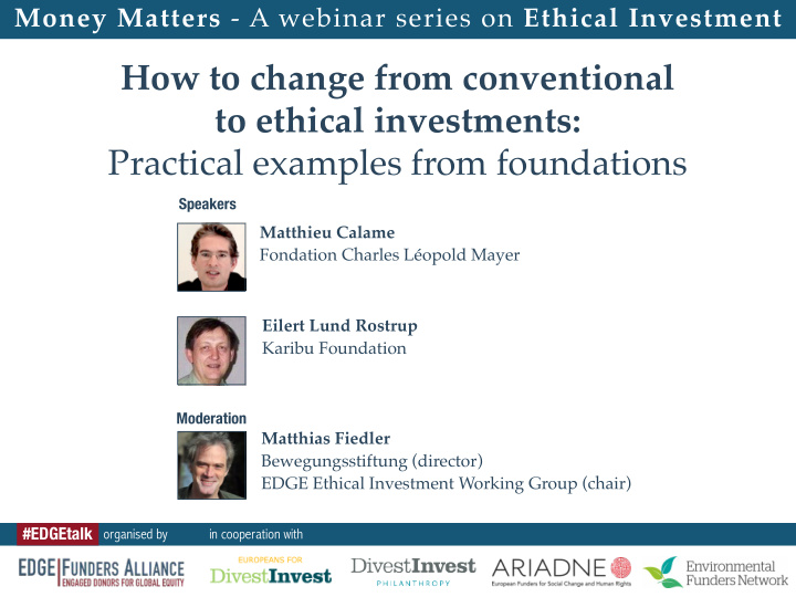how to change from conventional to ethical investments