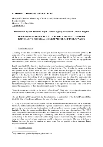 ECONOMIC COMMISSION FOR EUROPE  Group of Experts on Monitoring of Radioactively Contaminated Scrap