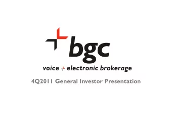 4Q2011 General Investor Presentation  Notes &amp; Disclaimers  Discussion of Forward-Looking