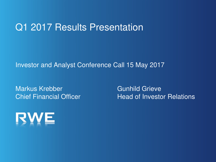 q1 2017 results presentation