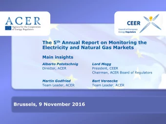 The 5 th Annual Report on Monitoring the  Electricity and Natural Gas Markets  Main insights
