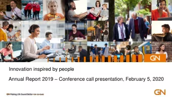 Innovation inspired by people Annual Report 2019  Conference call presentation, February 5, 2020