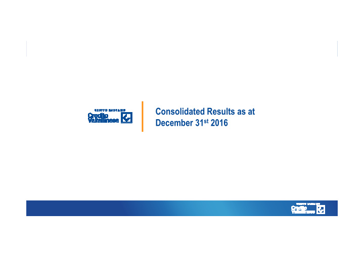 consolidated results as at december 31 st 2016