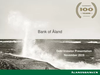 Bank of land  Debt Investor Presentation  November 2019  Table of Contents  1. Bank of land in