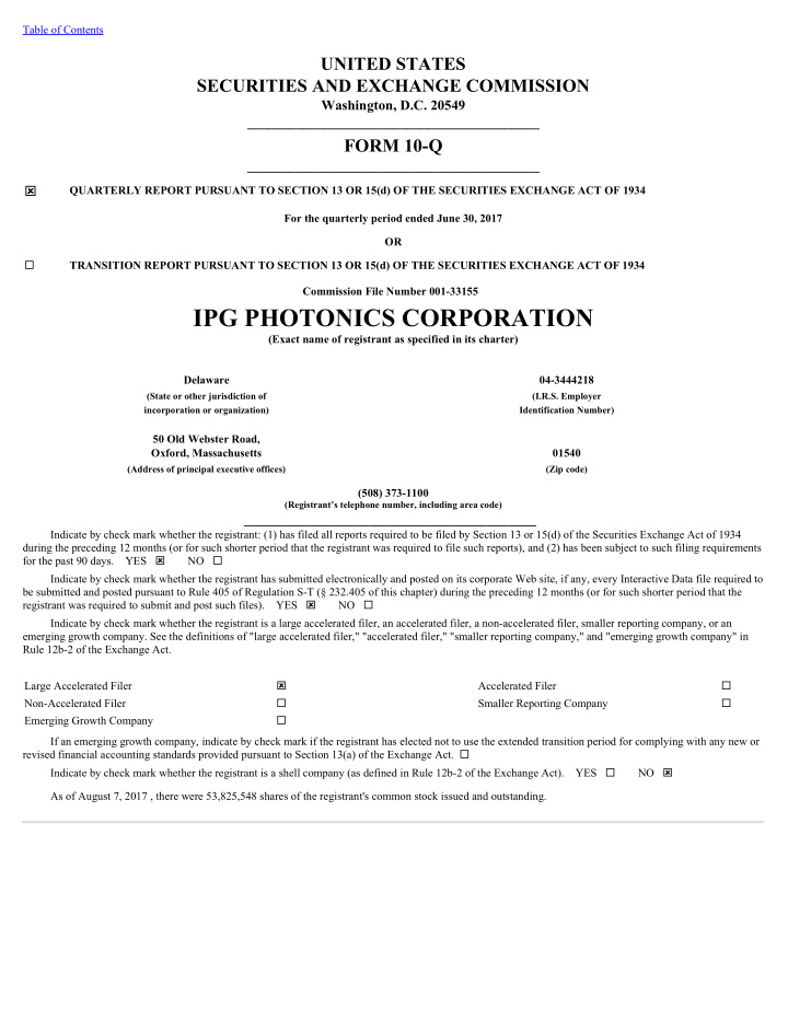 ipg photonics corporation