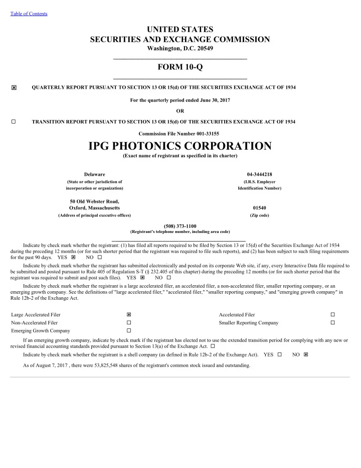 ipg photonics corporation
