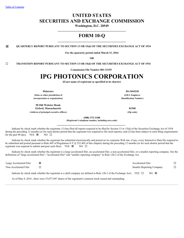 ipg photonics corporation