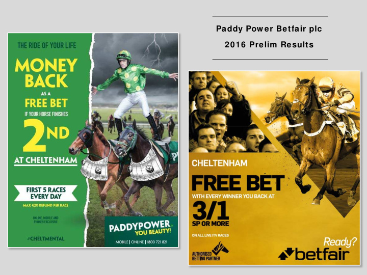 paddy pow er betfair plc 2016 prelim results financial