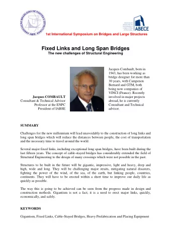 Fixed Links and Long Span Bridges The new challenges of Structural Engineering  Jacques Combault,