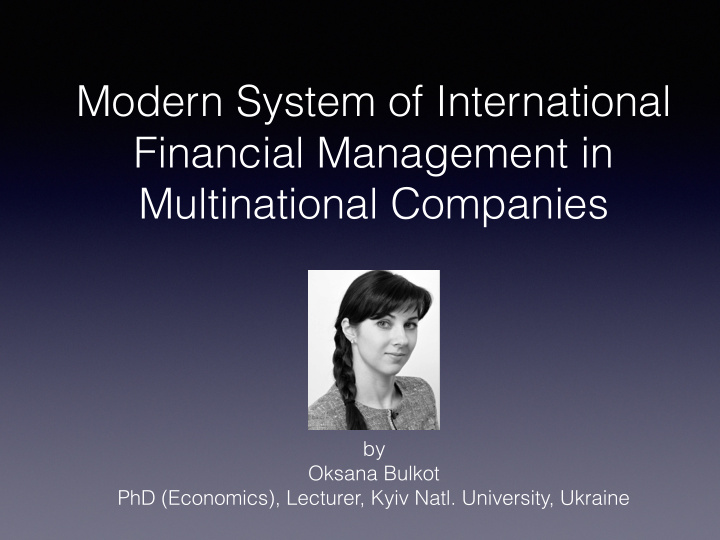 modern system of international financial management in