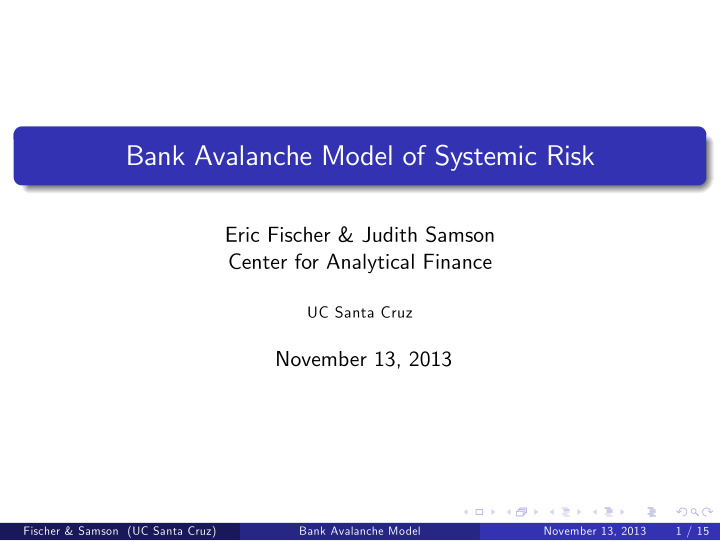 bank avalanche model of systemic risk