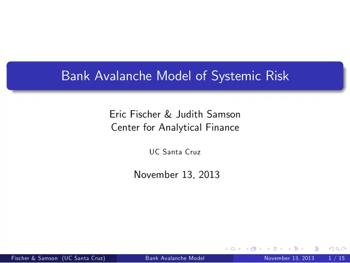 bank avalanche model of systemic risk