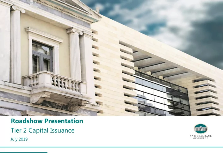 roadshow presentation tier 2 capital issuance