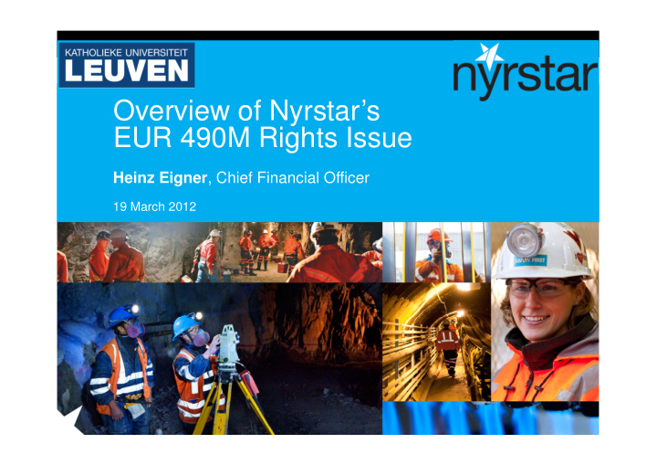 overview of nyrstar s eur 490m rights issue