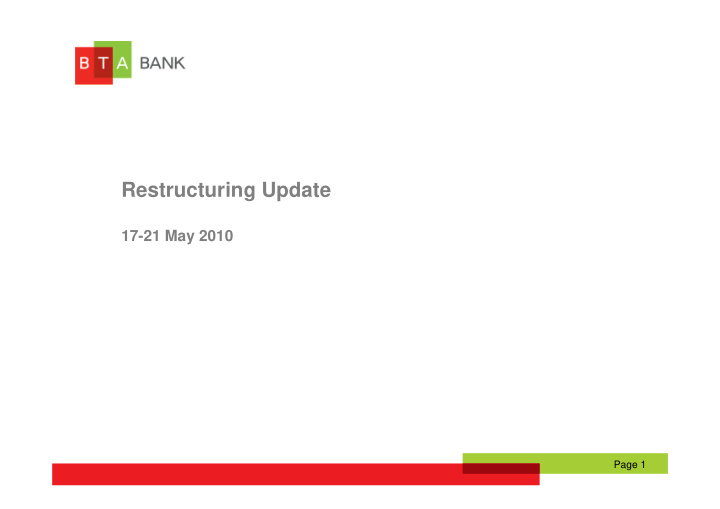 restructuring update