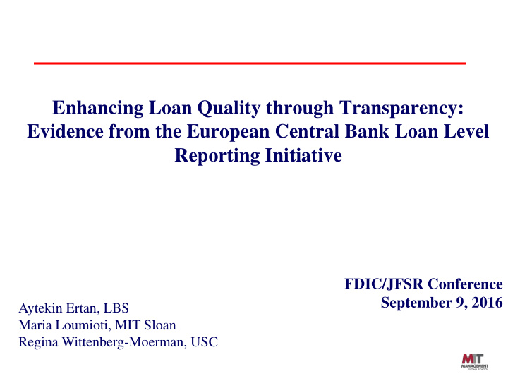 enhancing loan quality through transparency evidence from