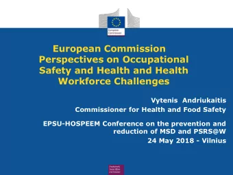 European Commission  Perspectives on Occupational  Safety and Health and Health  Workforce