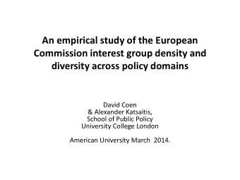 David Coen  &amp; Alexander Katsaitis,  School of Public Policy  University College London