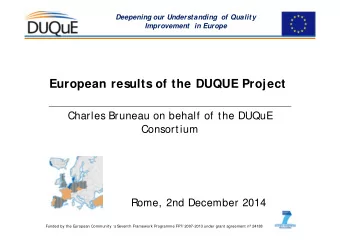 European results of the DUQUE Project  Charles Bruneau on behalf of the DUQuE  Consortium  Rome,