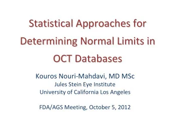 Statistical Approaches for Statistical Approaches for Determining Normal Limits in Determining