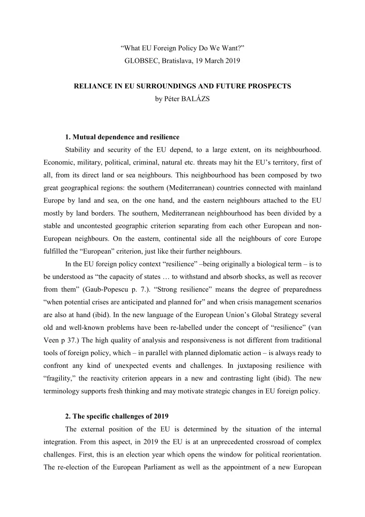 what eu foreign policy do we want globsec bratislava 19