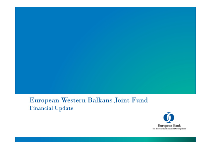 european western balkans joint fund