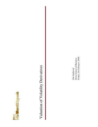 Valuation of Volatility Derivatives  Jim Gatheral  The opinions expressed in this presentation are