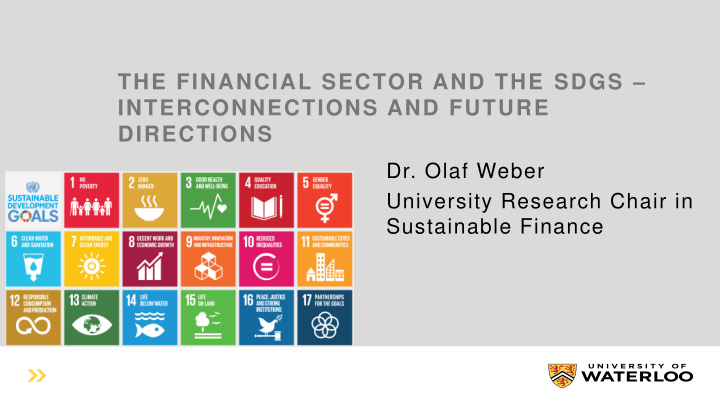 the financial sector and the sdgs interconnections and