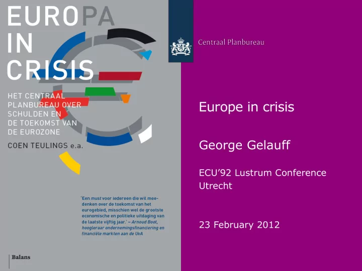 europe in crisis