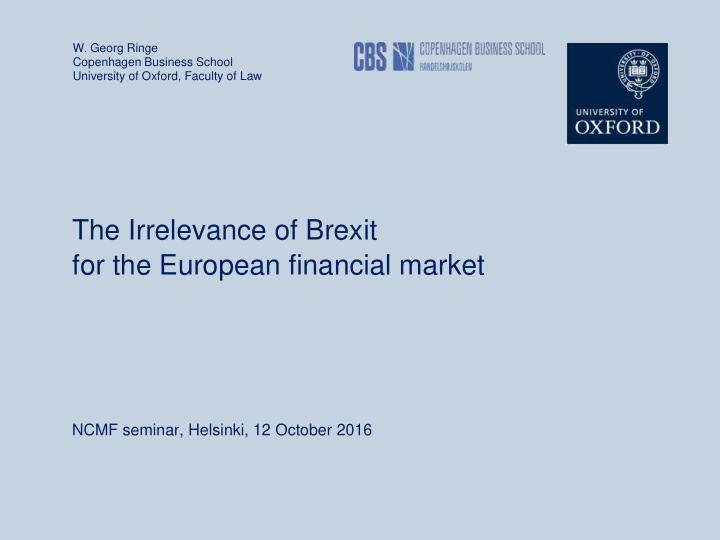 for the european financial market