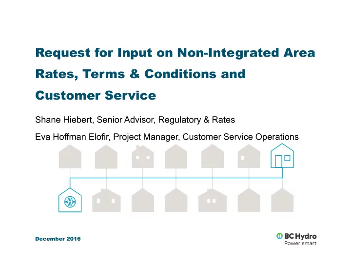 request for input on non integrated area rates terms