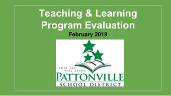 Teaching &amp; Learning  Program Evaluation  February 2019  Standard  Points Earned  Points