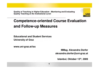 Competence-oriented Course Evaluation  and Follow-up Measures  Educational and Student Services