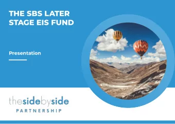 THE SBS LATER  STAGE EIS FUND  Presentation  DISCLAIMER  IMPORTANT NOTICE  Reliance on this