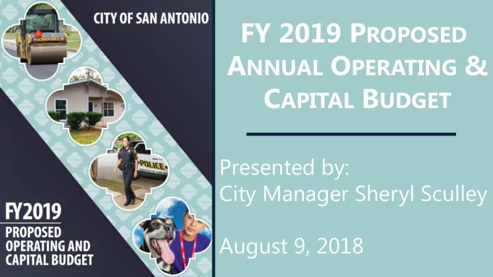 fy 2019 p roposed a nnual o perating c apital b udget