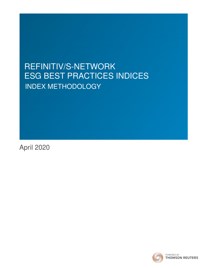 refinitiv s network esg best practices indices