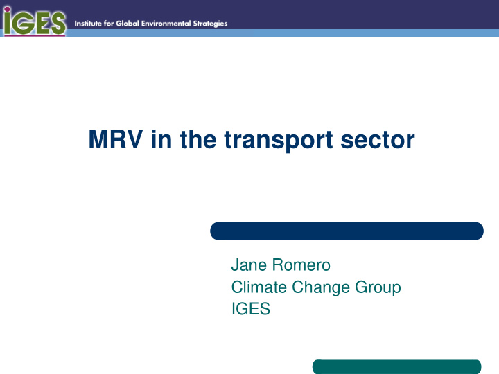 mrv in the transport sector