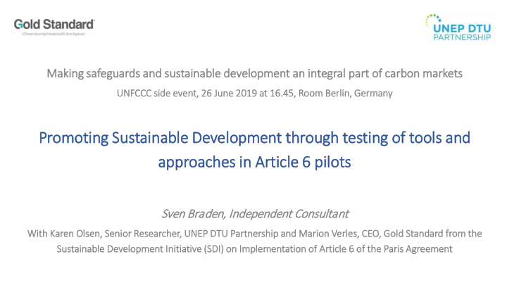 promoting s sustainable d development t through t testing