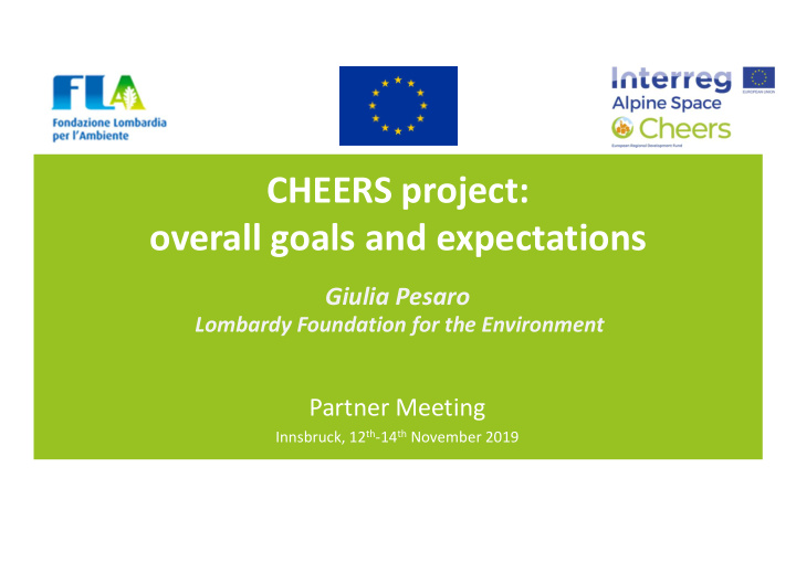 cheers project overall goals and expectations