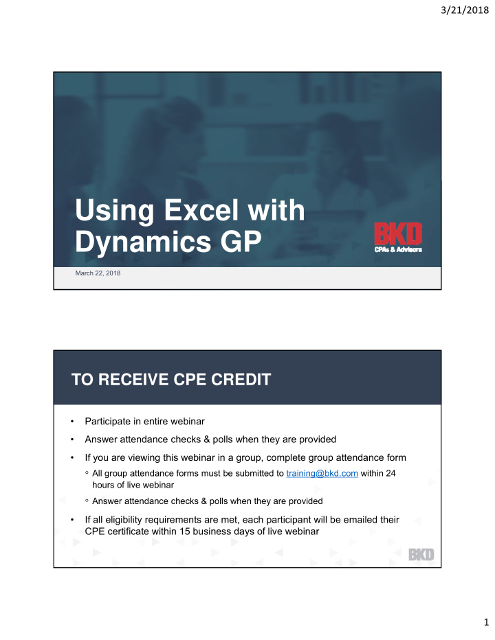 using excel with dynamics gp