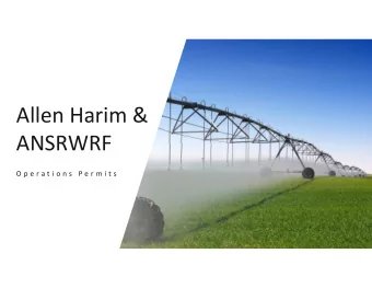 Allen Harim &amp;  ANSRWRF  O p e r a t i o n s  P e r m i t s  Continuous  Monitoring  of