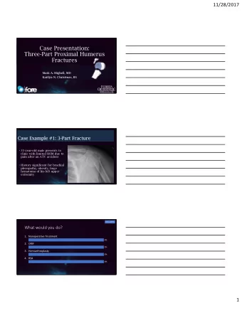 Case Presentation:  Three-Part Proximal Humerus  Fractures  Mark A. Mighell, MD  Mark A. Mighell,