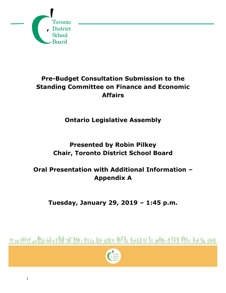 pre budget consultation submission to the standing