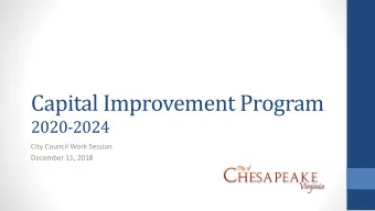 Capital Improvement Program  2020-2024  City Council Work Session  December 11, 2018  Discussion