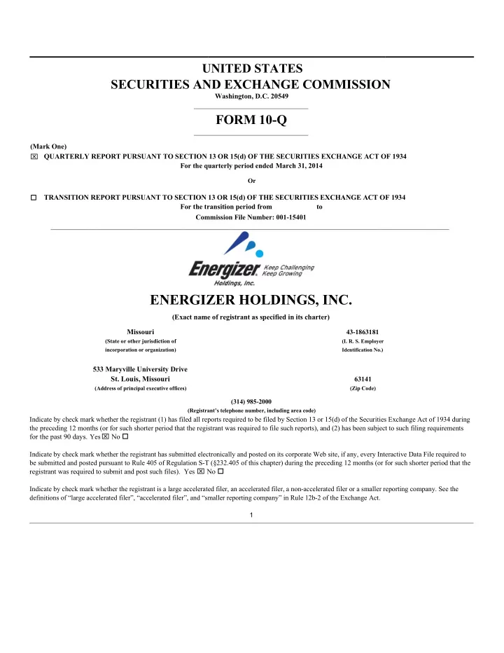 energizer holdings inc