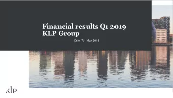 KLP Group  Oslo, 7th May 2019  Table of contents  1.  Main features  2.  KLP Group  3.  Life and