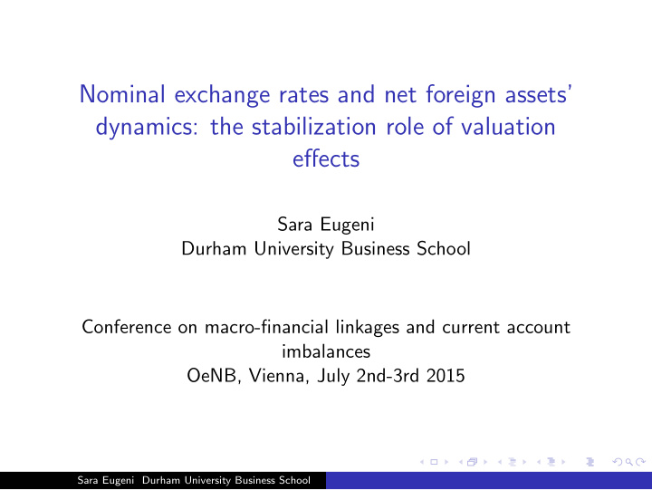 nominal exchange rates and net foreign assets dynamics
