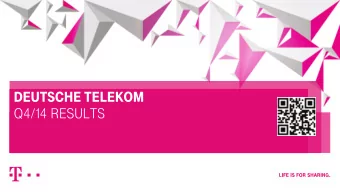 DEUTSCHE TELEKOM  Q4/14 Results  DISCLAIMER  This presentation contains forward-looking statements